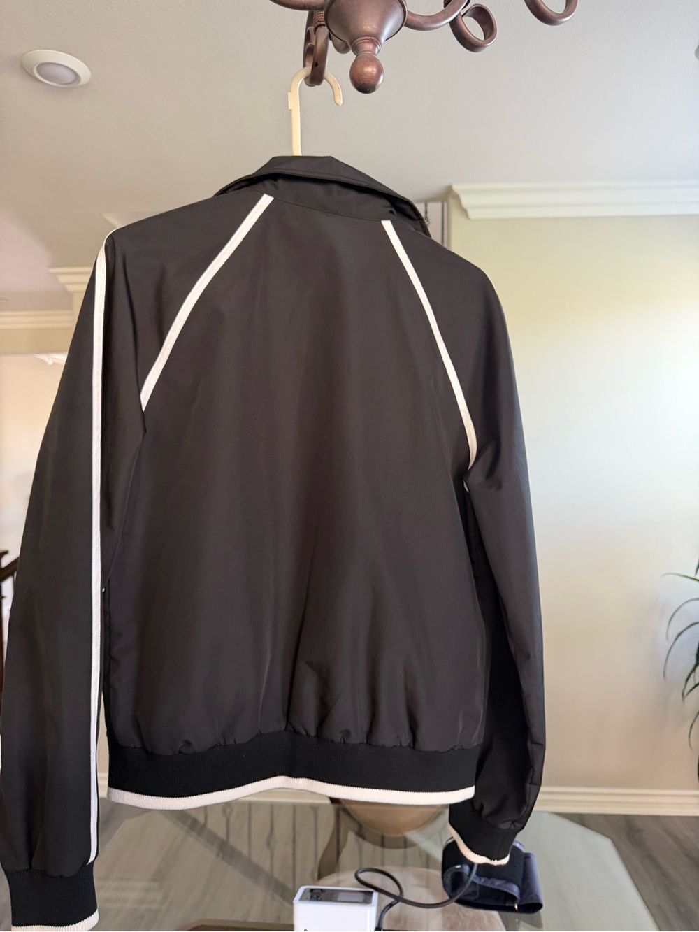 Burberry Black Bomber Jacket with White Piping